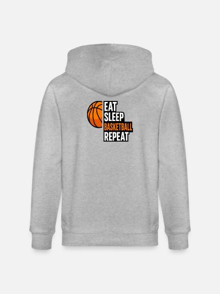 Eat Sleep Basketball Repeat Quote - Stanley/Stella CULTIVATOR Unisex Organic Hooded Jacket - heather grey
