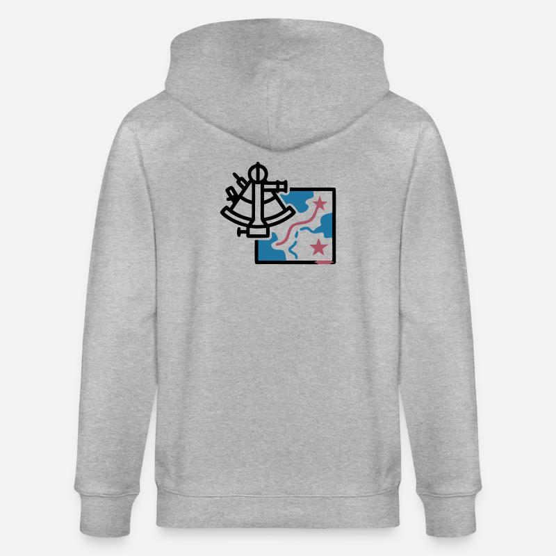 Sextant Navigation Map Vector - Stanley/Stella CULTIVATOR Unisex Organic Hooded Jacket - heather grey
