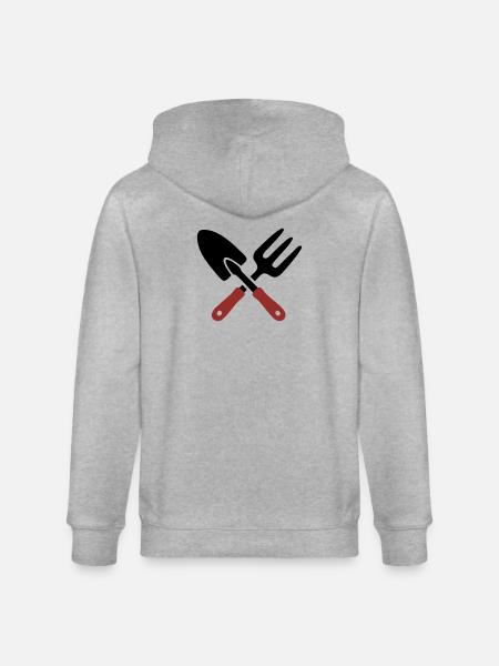 Garden Tool Shovel Icon - Stanley/Stella CULTIVATOR Unisex Organic Hooded Jacket - heather grey