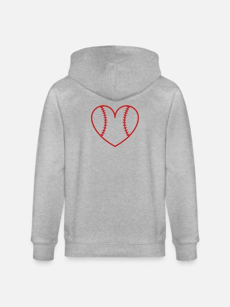 Baseball softball heart - Stanley/Stella CULTIVATOR  Unisex Organic Hooded Jacket - heather grey