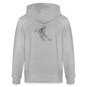 Unique Whale - Stanley/Stella Unisex Bio-Kapuzenjacke CULTIVATOR  - Grau meliert - Hinten - Luana (180cm)
