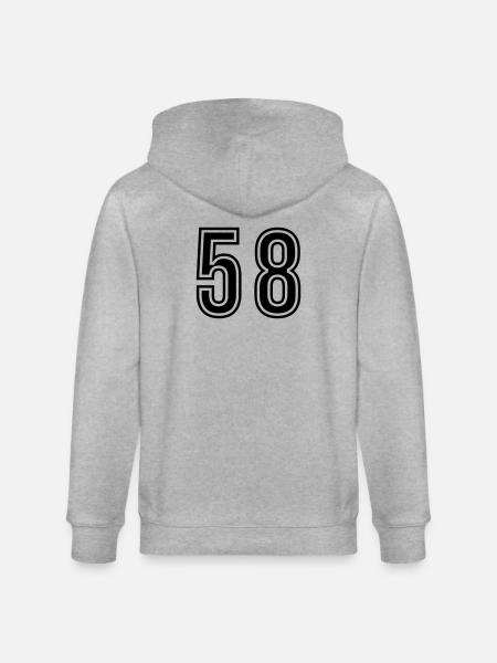58 Number Symbol - Stanley/Stella CULTIVATOR Unisex Organic Hooded Jacket - heather grey