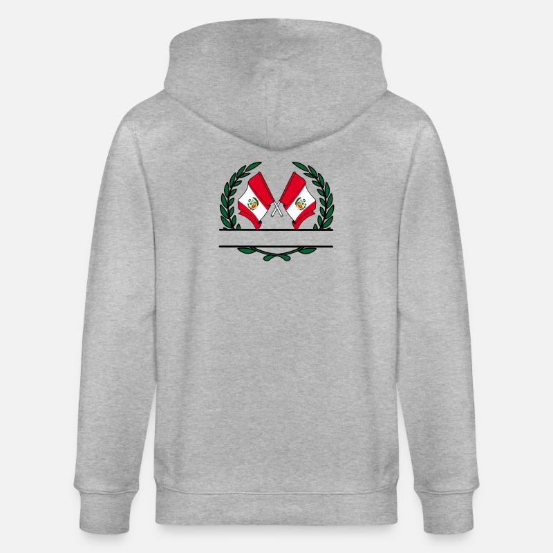 Drapeaux Pérou bannière couronne de laurier - Veste à capuche bio CULTIVATOR Stanley/Stella Unisexe - gris chiné