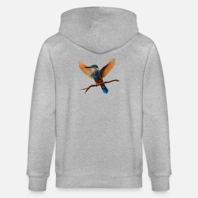 Lebhafter Eisvogel im Flug - Stanley/Stella Unisex Bio-Kapuzenjacke CULTIVATOR - Grau meliert