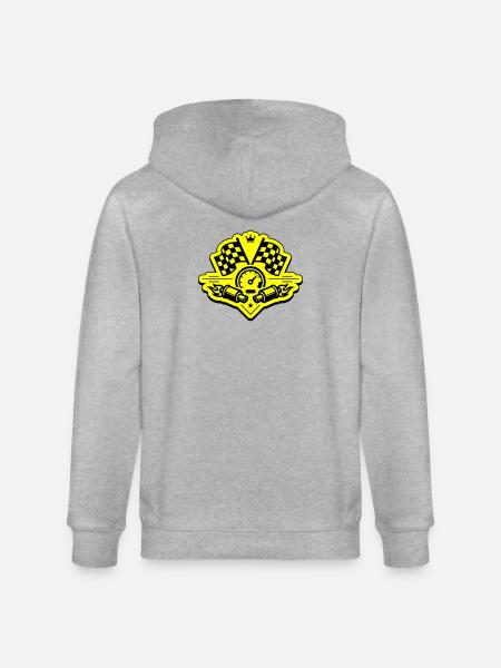 Racing racing flag exhaust speedometer - Stanley/Stella CULTIVATOR  Unisex Organic Hooded Jacket - heather grey