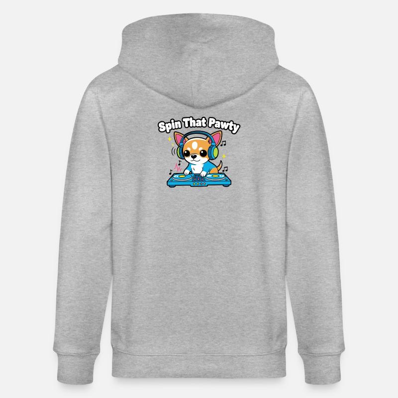 Spin That Pawty DJ Pup - Stanley/Stella Unisex Bio-Kapuzenjacke CULTIVATOR  - Grau meliert