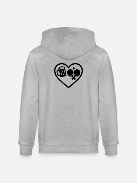 Heart Beer Tischtennis-Humor - Stanley/Stella Unisex Bio-Kapuzenjacke CULTIVATOR - Grau meliert