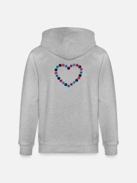 Heart of flowers - Stanley/Stella CULTIVATOR  Unisex Organic Hooded Jacket - heather grey