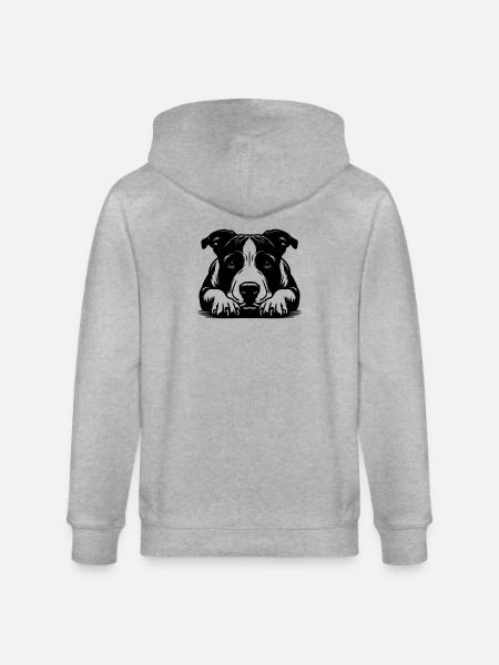 American Staffordshire Terrier - Stanley/Stella CULTIVATOR Unisex Organic Hooded Jacket - heather grey