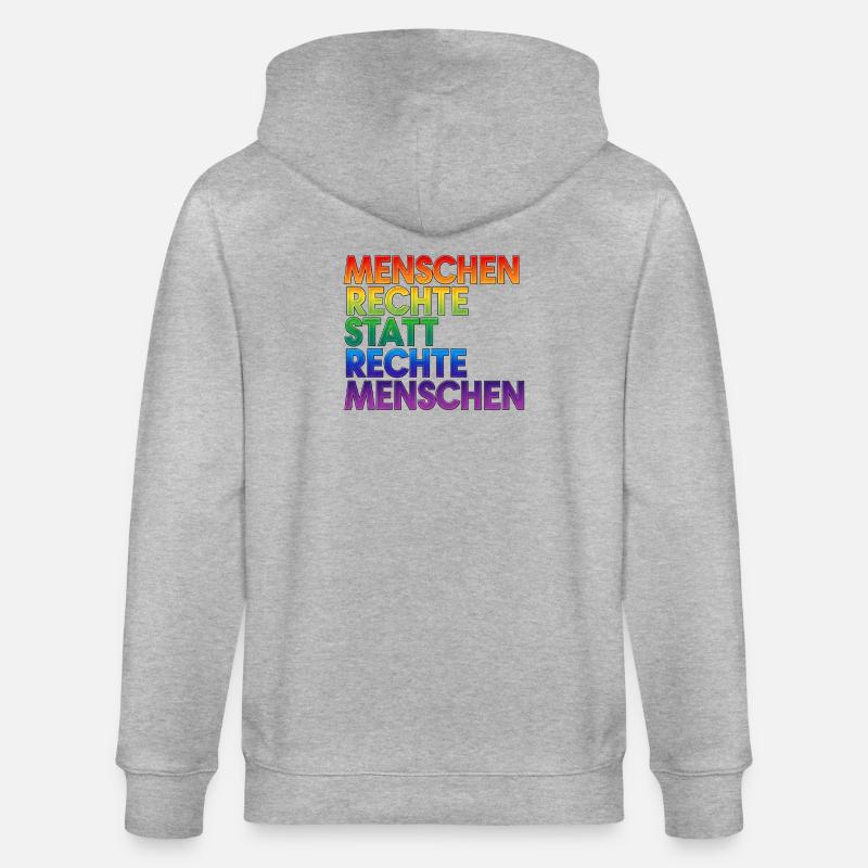 Regenbogen Statement Spruch Menschenrechte - Stanley/Stella Unisex Bio-Kapuzenjacke CULTIVATOR  - Grau meliert