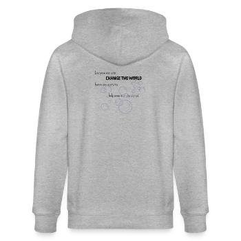 Die Welt verbessern fängt bei Mama an - Stanley/Stella Unisex Bio-Kapuzenjacke CULTIVATOR  - Grau meliert - Hinten - Luana (180cm)