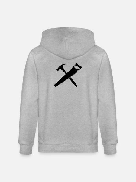 Tools carpenter hammer and saw - Stanley/Stella CULTIVATOR Unisex Organic Hooded Jacket - heather grey