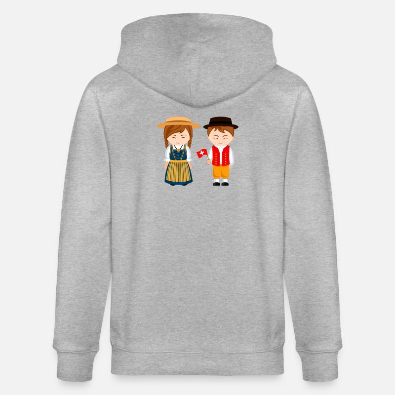 Schweiz, ich bin Schweizer, kleiner Schweizer - Stanley/Stella Unisex Bio-Kapuzenjacke CULTIVATOR  - Grau meliert