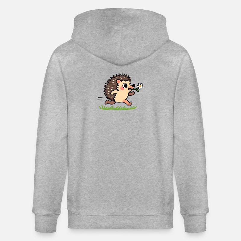 Hérisson avec une fleur - Veste à capuche bio CULTIVATOR Stanley/Stella Unisexe - gris chiné