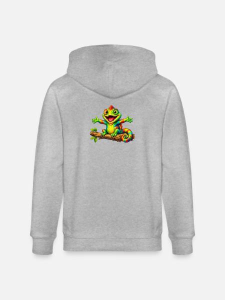 Lustiges Chamäleon - Stanley/Stella Unisex Bio-Kapuzenjacke CULTIVATOR - Grau meliert