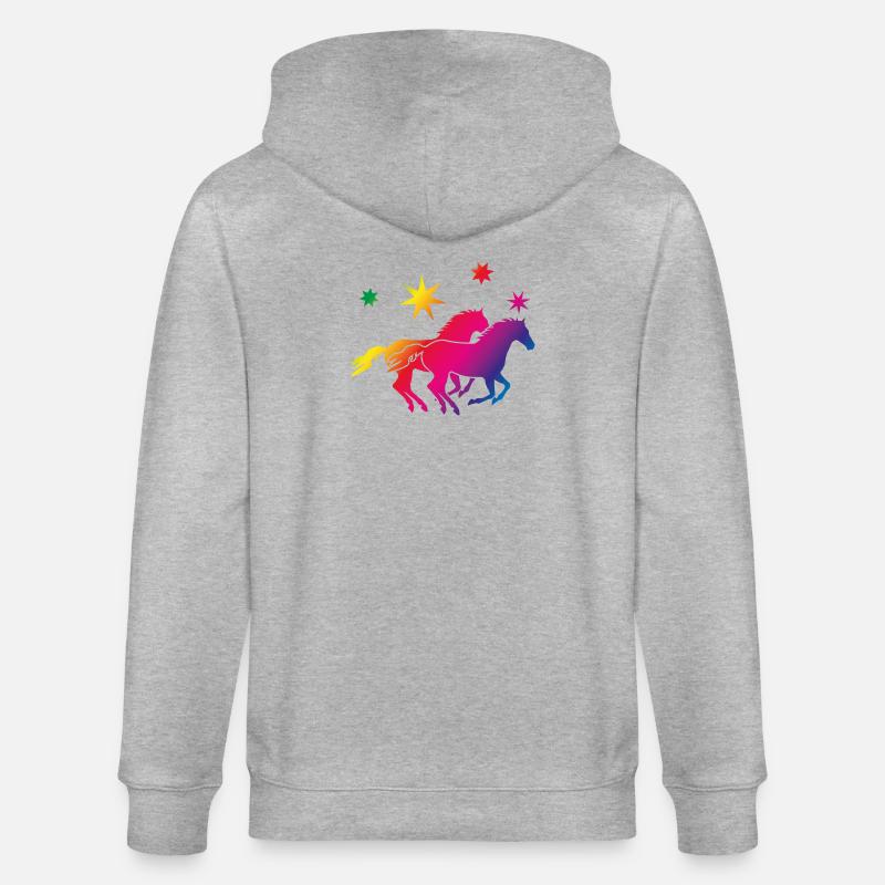 Regenbogenpferde Sternenglanz - Stanley/Stella Unisex Bio-Kapuzenjacke CULTIVATOR  - Grau meliert