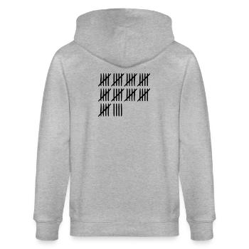 49 Geburtstag Strichliste - 49 Jahre alt - Stanley/Stella Unisex Bio-Kapuzenjacke CULTIVATOR  - Grau meliert - Hinten - Luana (180cm)
