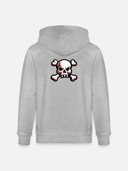 skull skeleton bones symbol - Stanley/Stella CULTIVATOR  Unisex Organic Hooded Jacket - heather grey