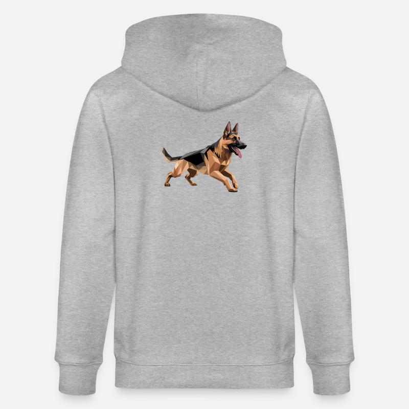 Deutscher Schäferhund - Cool Low Poly Logo - Stanley/Stella Unisex Bio-Kapuzenjacke CULTIVATOR  - Grau meliert