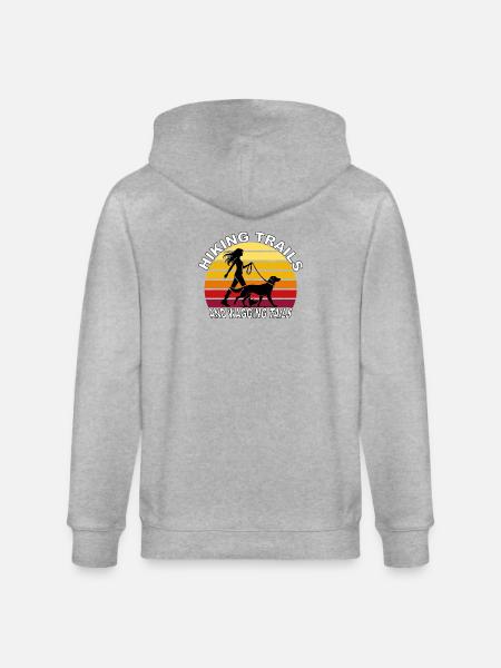 Hiking Trails and Wagging Tails Retro - Stanley/Stella CULTIVATOR  Unisex Organic Hooded Jacket - heather grey