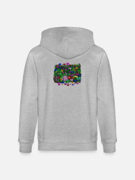 Blumenwiese: schöne, bunte Blumen - Stanley/Stella Unisex Bio-Kapuzenjacke CULTIVATOR  - Grau meliert