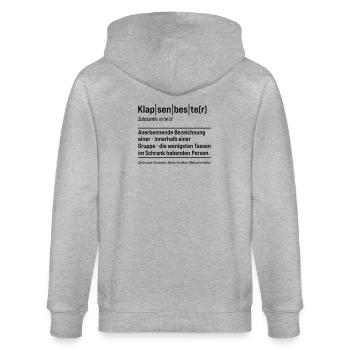 Klapsenbester Klapse Psychiatrie Fun Sprüche - Stanley/Stella Unisex Bio-Kapuzenjacke CULTIVATOR  - Grau meliert - Hinten - Luana (180cm)