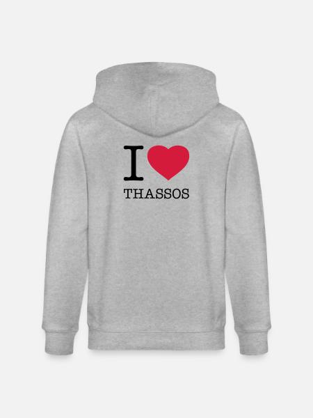 I LOVE THASSOS - Stanley/Stella CULTIVATOR  Unisex Organic Hooded Jacket - heather grey