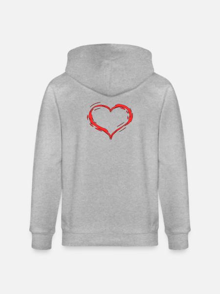 Herz - Stanley/Stella Unisex Bio-Kapuzenjacke CULTIVATOR - Grau meliert