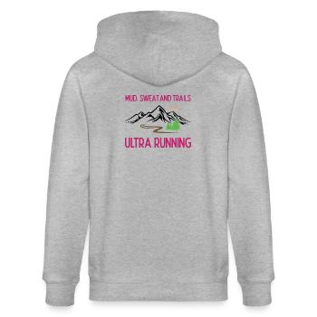 Ultra Running - Mud, Sweat and Trails - Stanley/Stella CULTIVATOR  Unisex Organic Hooded Jacket - heather grey - Back - Luana (180cm)