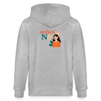 Juste non. Conception de la pleine conscience - Veste à capuche bio CULTIVATOR Stanley/Stella Unisexe - gris chiné - Dos - Luana (180cm)