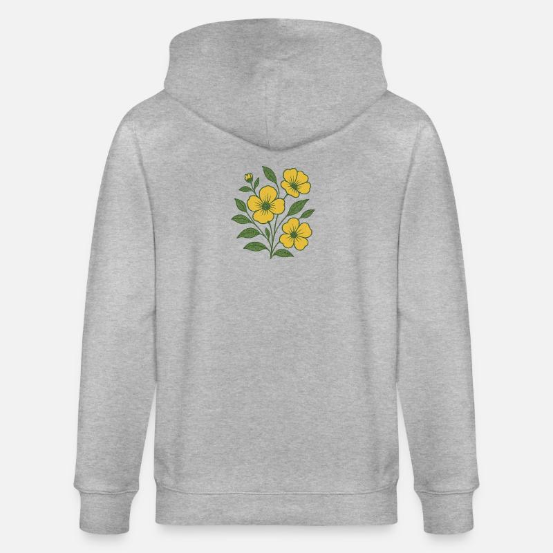 Branche de fleur jaune - Veste à capuche bio CULTIVATOR Stanley/Stella Unisexe - gris chiné