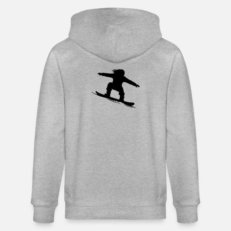 Snowboarder Silhouette - Farbe variabel - Stanley/Stella Unisex Bio-Kapuzenjacke CULTIVATOR  - Grau meliert