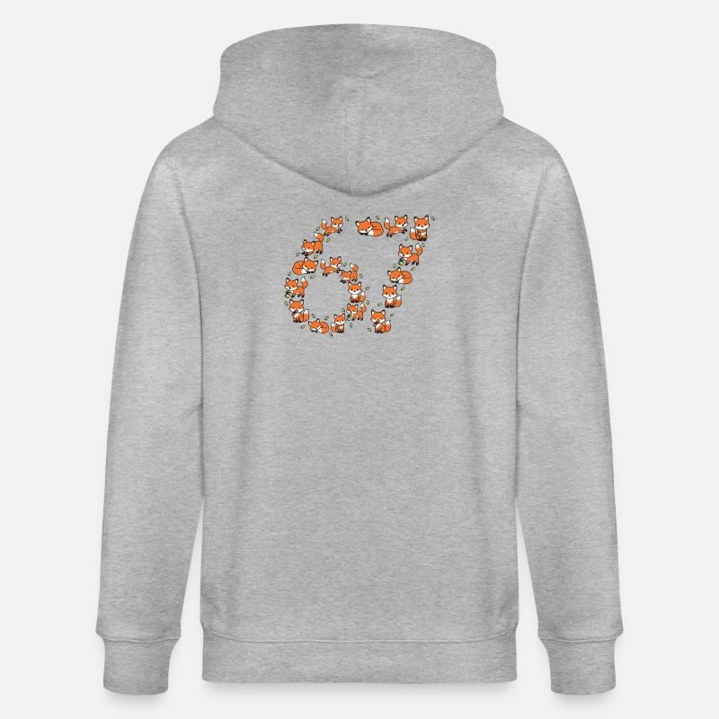 Fox Ring Pattern 67 Meme - Stanley/Stella CULTIVATOR  Unisex Organic Hooded Jacket - heather grey