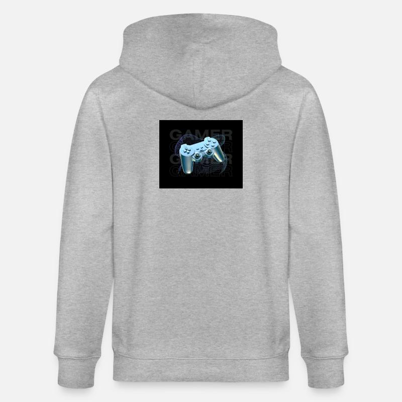 Neonblauer Controller 3D - Stanley/Stella Unisex Bio-Kapuzenjacke CULTIVATOR  - Grau meliert