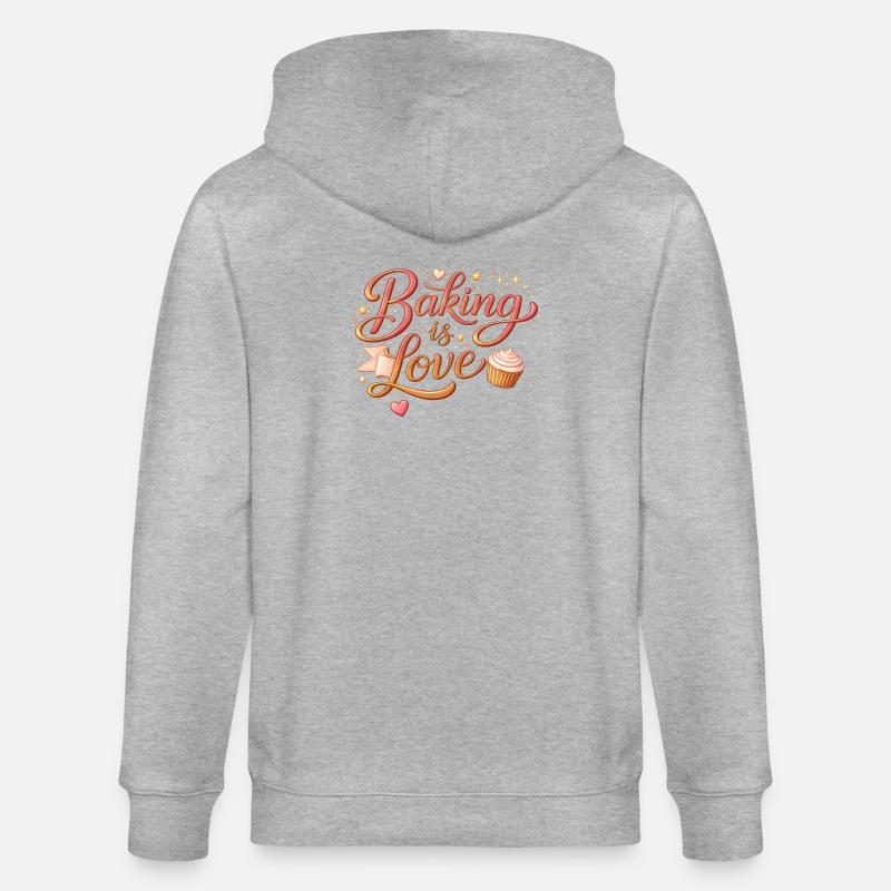 Baking is Love Backen Spruch Design - Stanley/Stella Unisex Bio-Kapuzenjacke CULTIVATOR  - Grau meliert