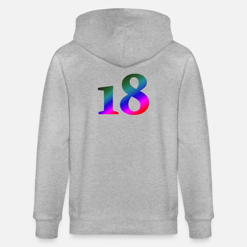 18, bunter farbverlauf, schenken - Stanley/Stella Unisex Bio-Kapuzenjacke CULTIVATOR  - Grau meliert