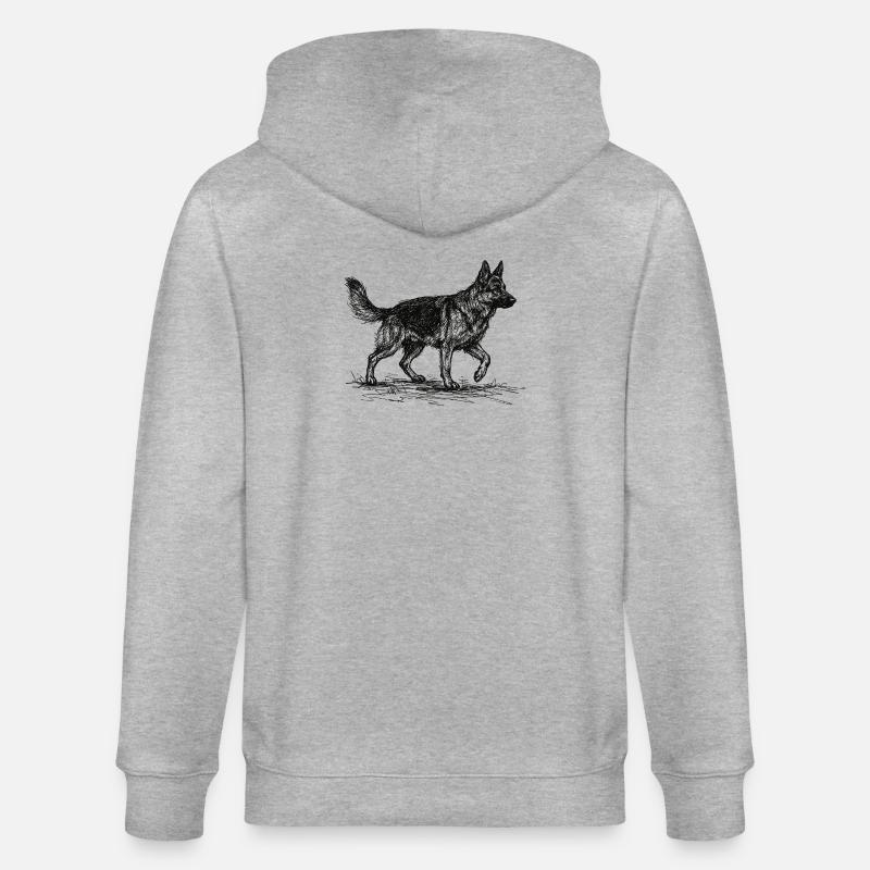 Schäferhund Sketch – Deutscher Schäferhund Design - Stanley/Stella Unisex Bio-Kapuzenjacke CULTIVATOR  - Grau meliert
