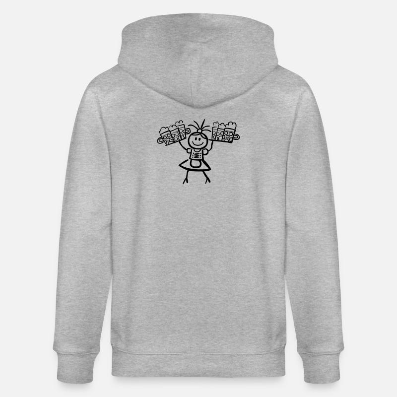 Kellnerin im Dirndl mit Biertablett - Stanley/Stella Unisex Bio-Kapuzenjacke CULTIVATOR  - Grau meliert