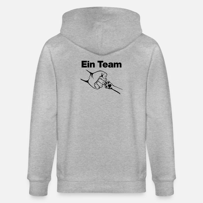 Ein Team – Mensch & Samtpfote, Katzenliebe, Katze - Stanley/Stella Unisex Bio-Kapuzenjacke CULTIVATOR  - Grau meliert