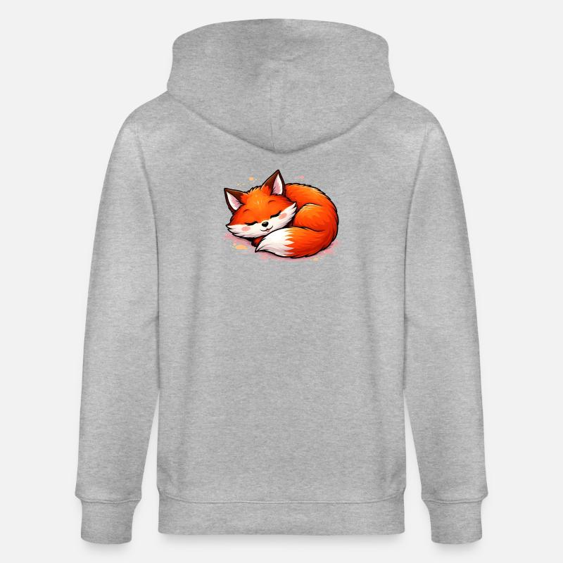 Renard endormi – Motif d’animal mignon - Veste à capuche bio CULTIVATOR Stanley/Stella Unisexe - gris chiné