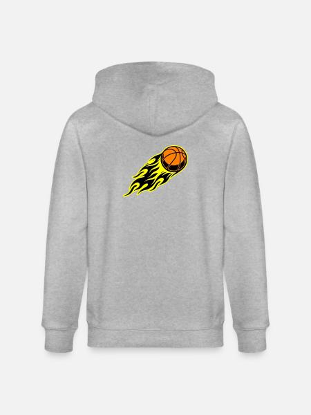 Basketball flame - Stanley/Stella CULTIVATOR Unisex Organic Hooded Jacket - heather grey