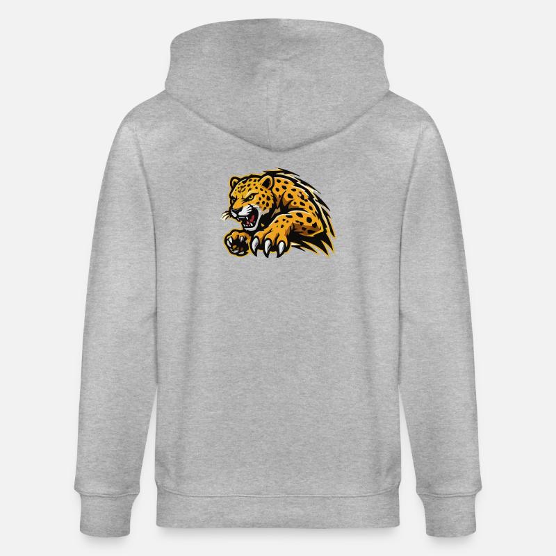 Ferocious Leopard Assault - Stanley/Stella CULTIVATOR Unisex Organic Hooded Jacket - heather grey