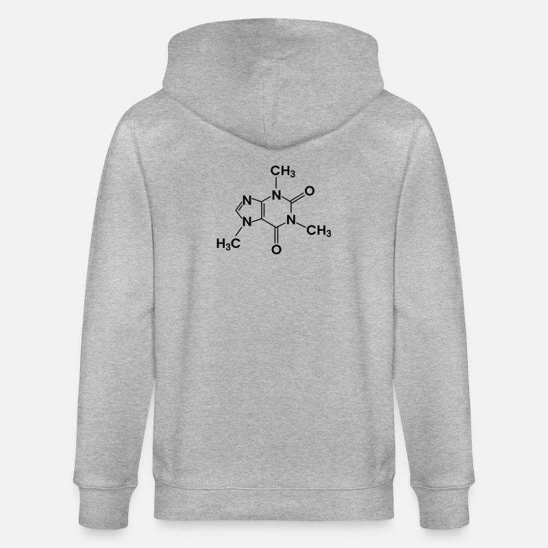 Structure chimique du café Caféine - Veste à capuche bio CULTIVATOR Stanley/Stella Unisexe - gris chiné