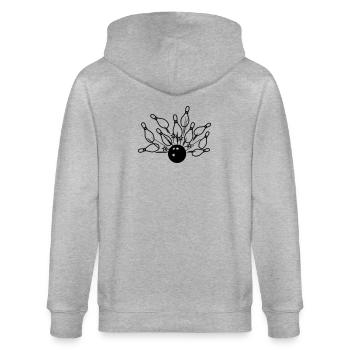 Bowling-Schlag - Stanley/Stella Unisex Bio-Kapuzenjacke CULTIVATOR  - Grau meliert - Hinten - Luana (180cm)