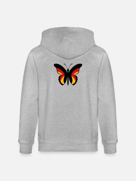 GER Butterfly - Stanley/Stella CULTIVATOR Unisex Organic Hooded Jacket - heather grey