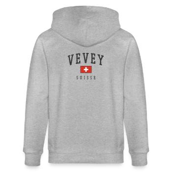 Vevey Schweiz Emblem - Stanley/Stella Unisex Bio-Kapuzenjacke CULTIVATOR  - Grau meliert - Hinten - Luana (180cm)