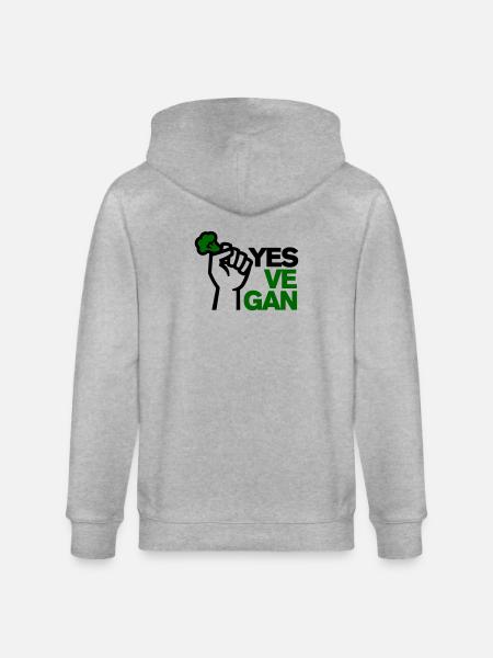 Vegan Vegetarian Vegan Yes, ve gan animal lover - Stanley/Stella CULTIVATOR Unisex Organic Hooded Jacket - heather grey