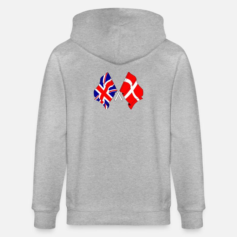 Drapeau de l’Angleterre, drapeau du Danemark - Veste à capuche bio CULTIVATOR Stanley/Stella Unisexe - gris chiné