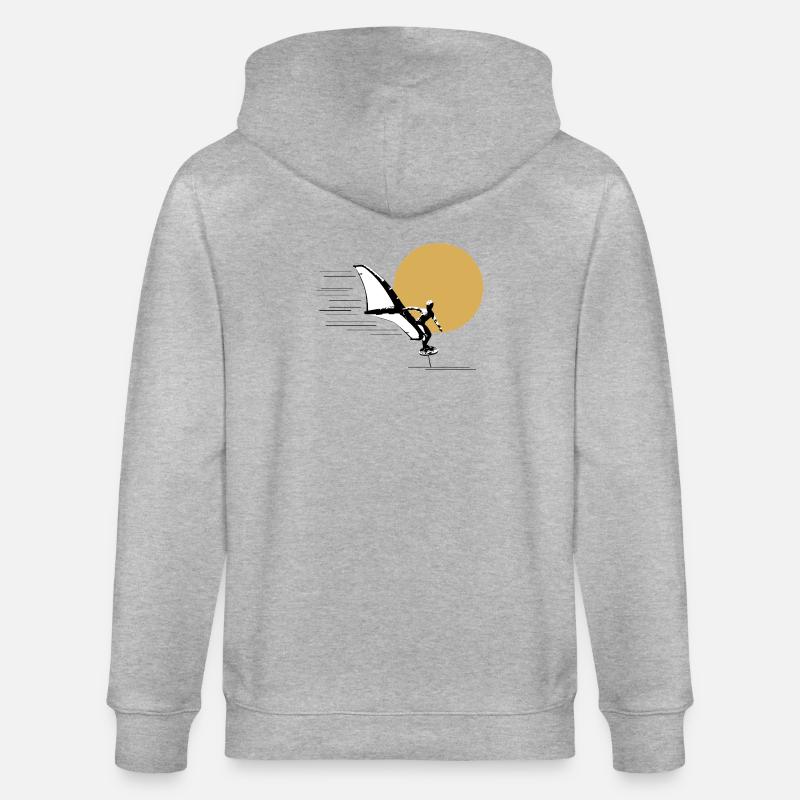 Wingfoiler devant le soleil - Veste à capuche bio CULTIVATOR Stanley/Stella Unisexe - gris chiné