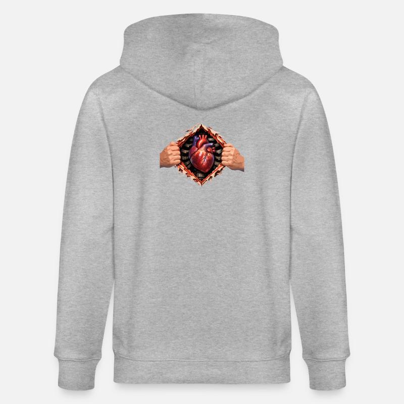 Herz durch das geplatzte Gehäuse - Stanley/Stella Unisex Bio-Kapuzenjacke CULTIVATOR  - Grau meliert